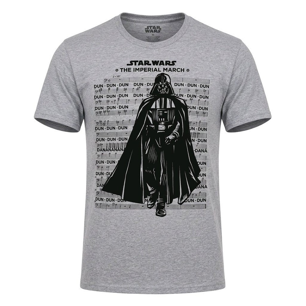 Star Wars Darth‎ Vader Imperial March Music Score Grey Graphic T-Shirt Mens L